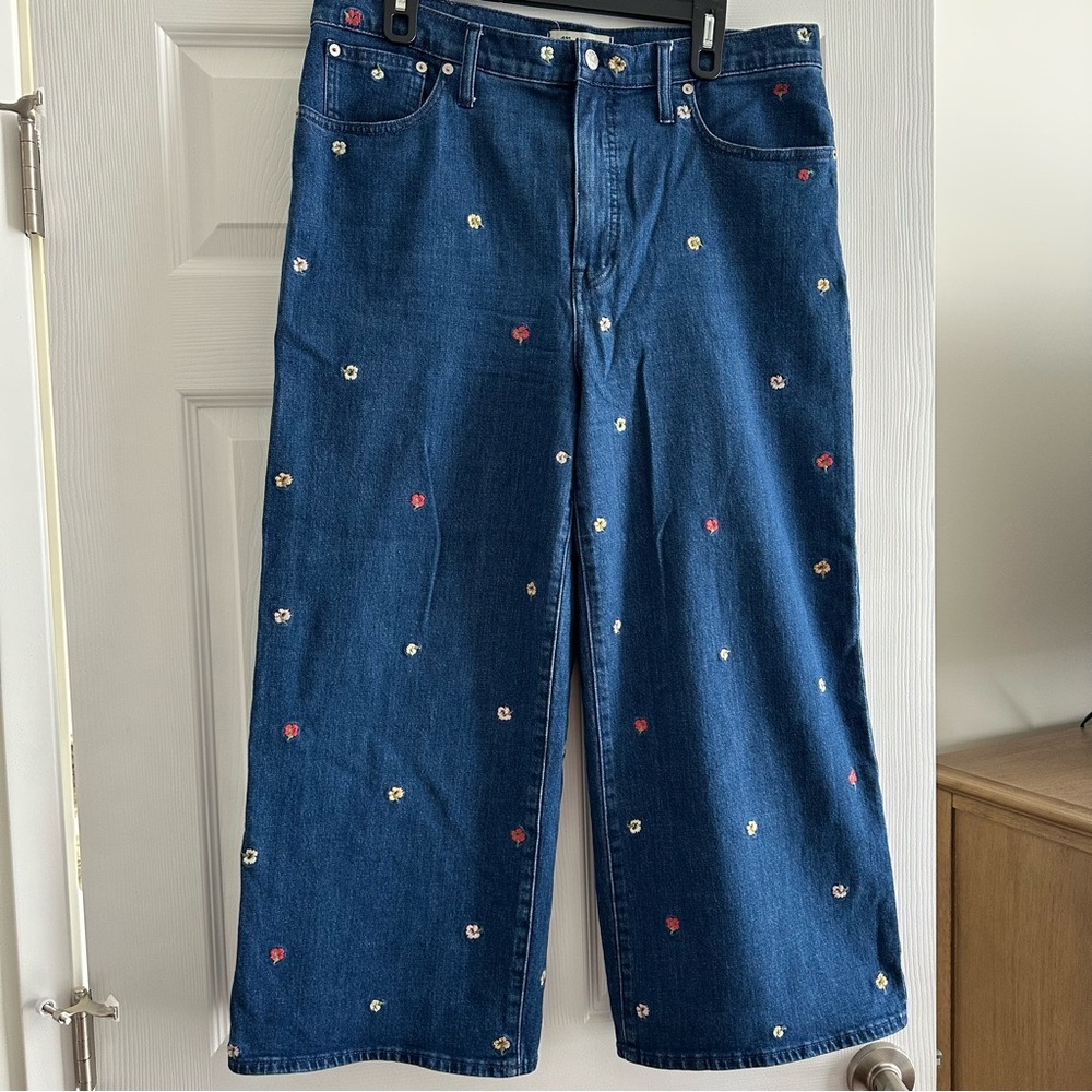 Madewell Wide Leg Crop Floral Jeans